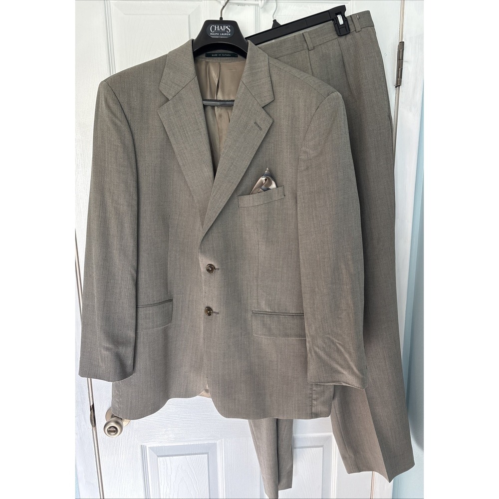 RALPH LAUREN Mens 44R Brown Canada Soft 100% Wool 2 Piece Suit With Pants 38x31